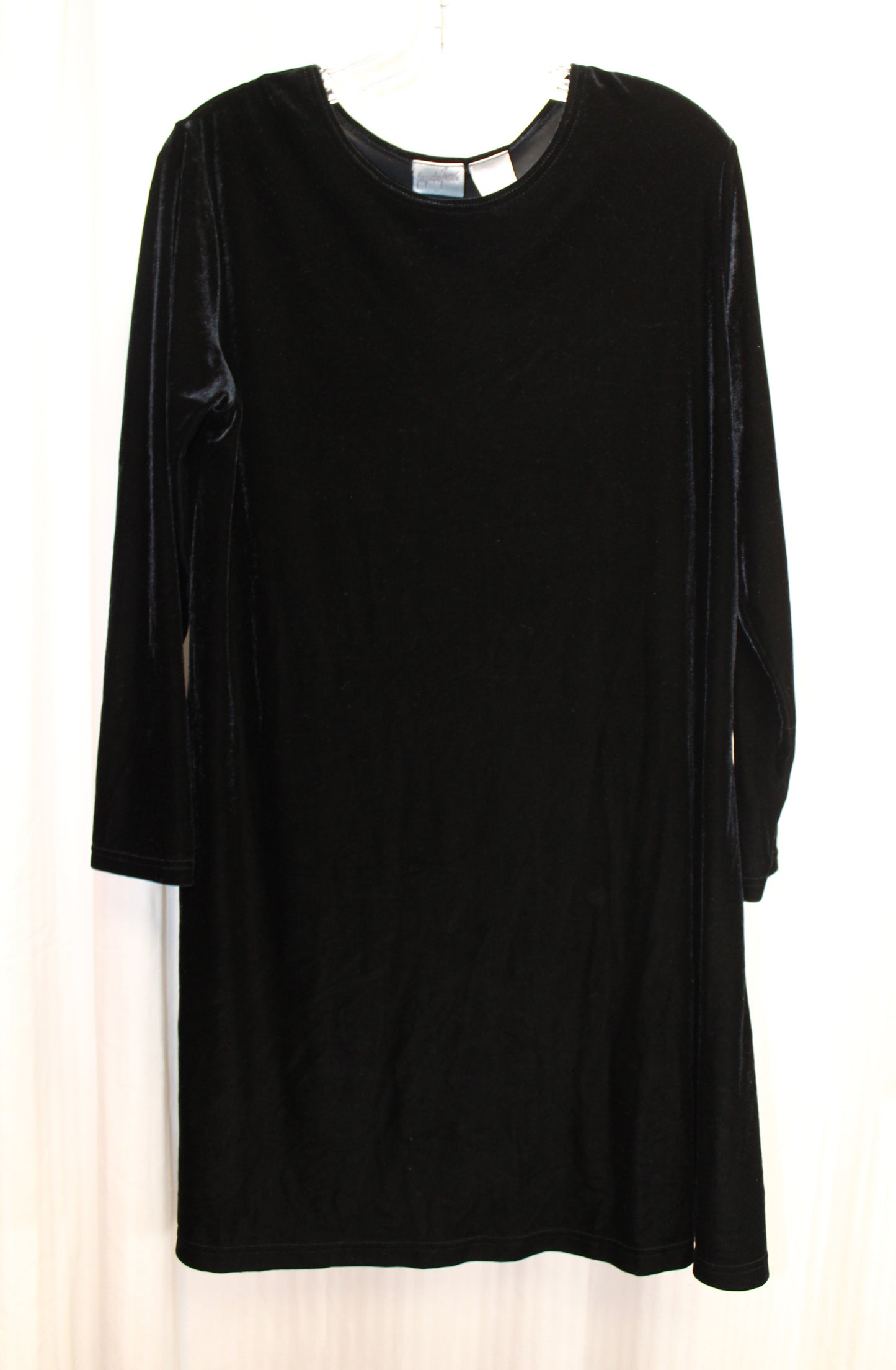 Vintage - Jacqueline Ferrar - Black velvet, Long Sleeve A-Line Dress - Size 10