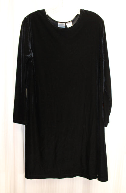 Vintage - Jacqueline Ferrar - Black velvet, Long Sleeve A-Line Dress - Size 10