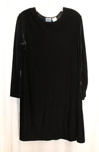 Vintage - Jacqueline Ferrar - Black velvet, Long Sleeve A-Line Dress - Size 10