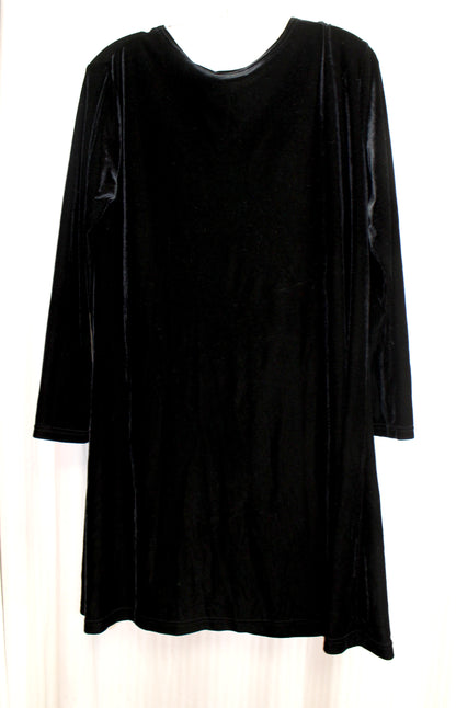 Vintage - Jacqueline Ferrar - Black velvet, Long Sleeve A-Line Dress - Size 10