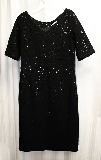 Banana Republic - Wool Blend, 1/2 Sleeve Black Micro Sequined Dress - Size 10