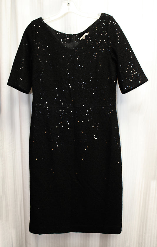 Banana Republic - Wool Blend, 1/2 Sleeve Black Micro Sequined Dress - Size 10