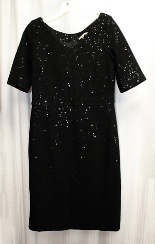 Banana Republic - Wool Blend, 1/2 Sleeve Black Micro Sequined Dress - Size 10