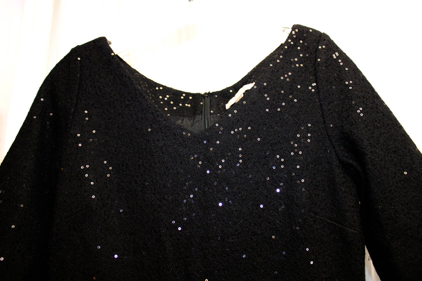 Banana Republic - Wool Blend, 1/2 Sleeve Black Micro Sequined Dress - Size 10