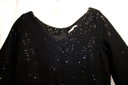 Banana Republic - Wool Blend, 1/2 Sleeve Black Micro Sequined Dress - Size 10