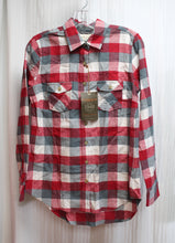 Load image into Gallery viewer, Weatherproof Vintage (Brand) - Red, Gray &amp; white - Flannel Button Up Shirt - Size S (w/ TAGS)
