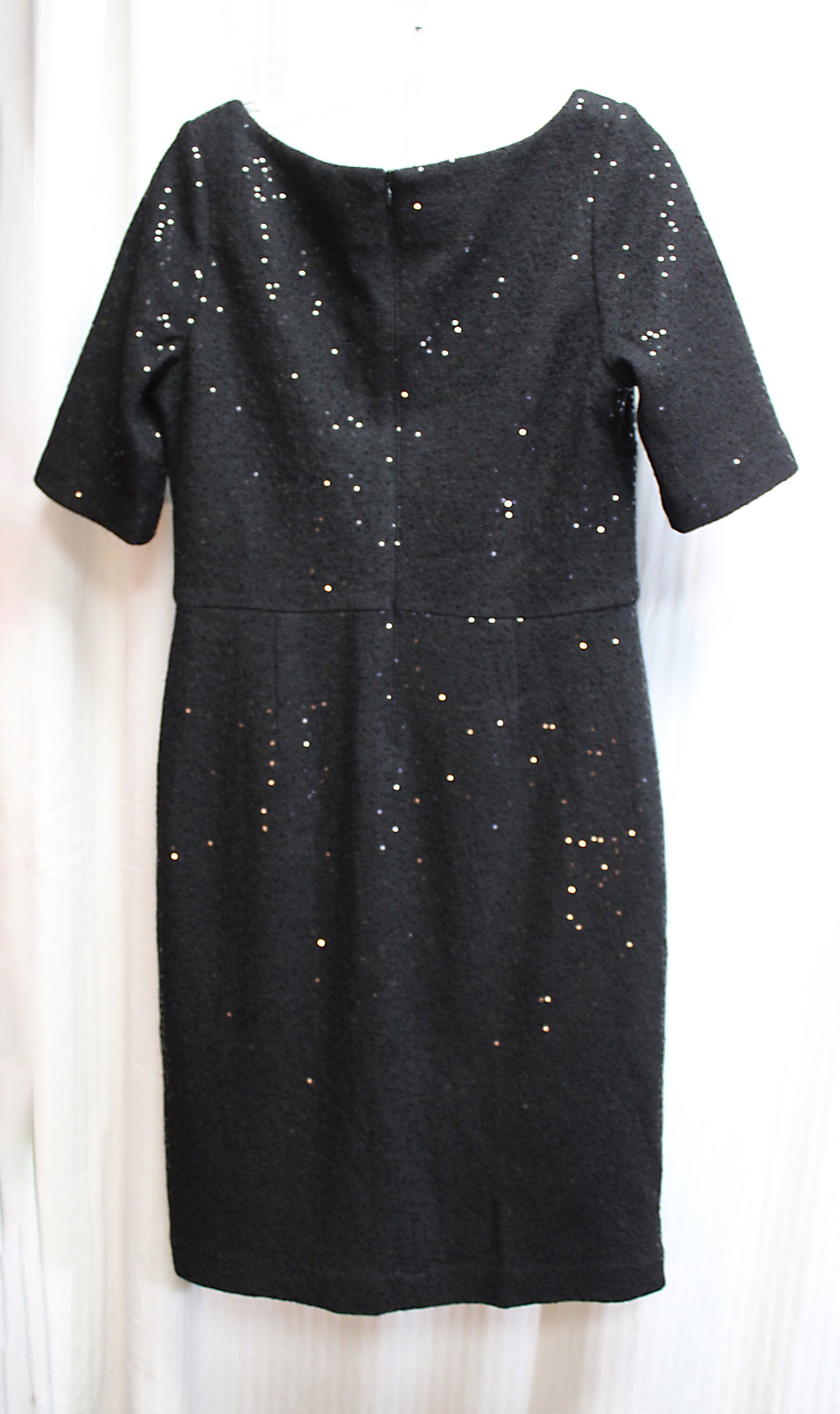 Banana Republic - Wool Blend, 1/2 Sleeve Black Micro Sequined Dress - Size 10