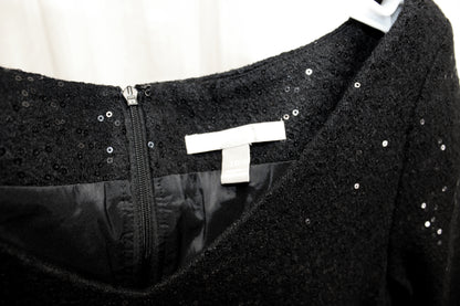 Banana Republic - Wool Blend, 1/2 Sleeve Black Micro Sequined Dress - Size 10