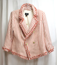 Load image into Gallery viewer, G by Giuliana - Red &amp; white Stripe 3/4th Sleeves, Tweed Blazer - Size M