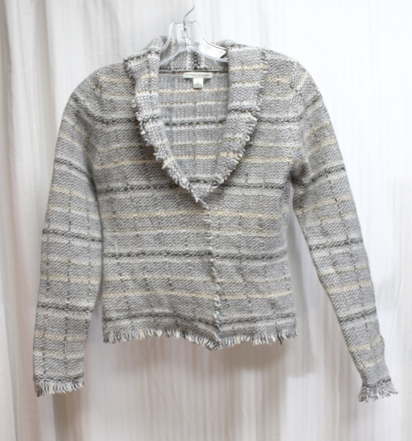 Banana Republic - Wool & angora, Gray & Natural Tones Sweater Blazer - Size S