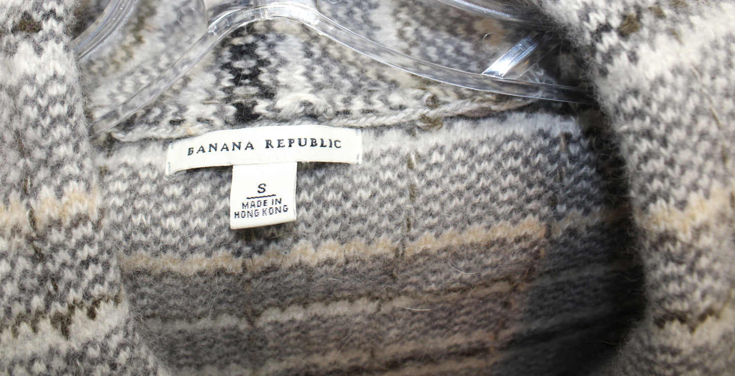 Banana Republic - Wool & angora, Gray & Natural Tones Sweater Blazer - Size S