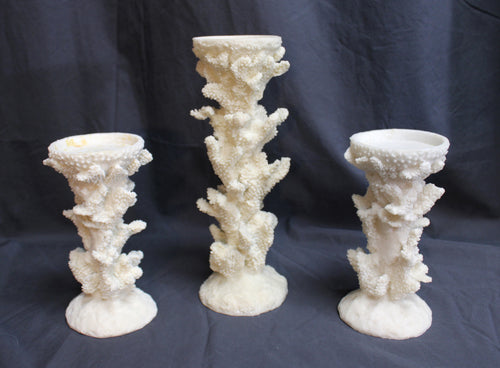 3PC Faux Coral Pillar Candle Holders