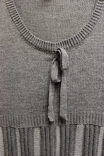 Load image into Gallery viewer, Venus - Gray, Stripe Texture Flare Skirt, Long Sleeve Sweater Dress - Size M