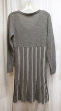 Load image into Gallery viewer, Venus - Gray, Stripe Texture Flare Skirt, Long Sleeve Sweater Dress - Size M