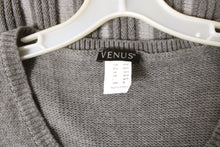 Load image into Gallery viewer, Venus - Gray, Stripe Texture Flare Skirt, Long Sleeve Sweater Dress - Size M