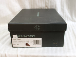 Bernardo - "Berti" Brown Leather Open Toe Zip Back Block Heel Bootie - Size 6M (in Box)