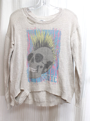 Lauren Moshi Beverly Hills - Beige Distressed Mohawk Skull 