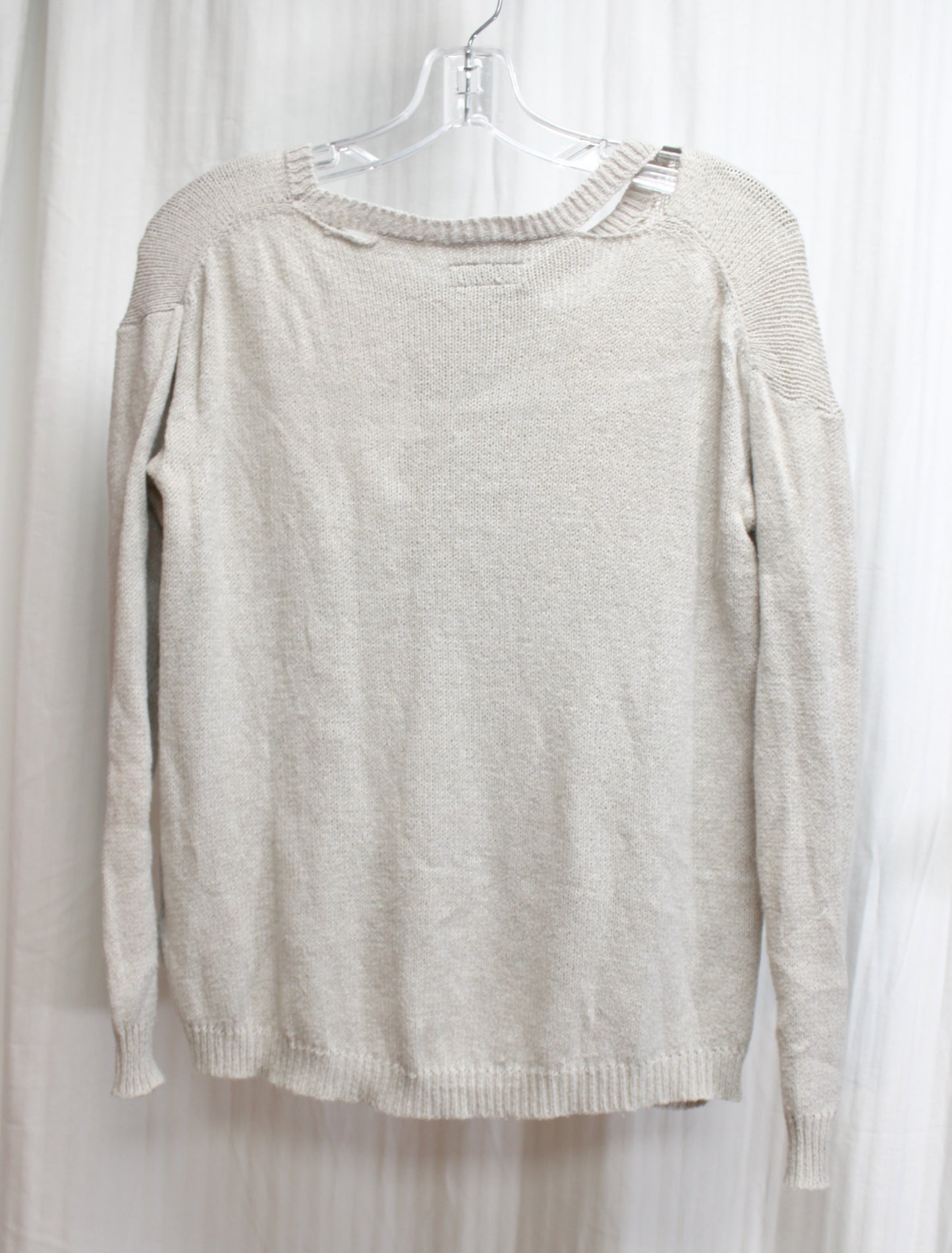Lauren Moshi Beverly Hills - Beige Distressed Mohawk Skull "Toxic" Pullover Sweater - Size XS