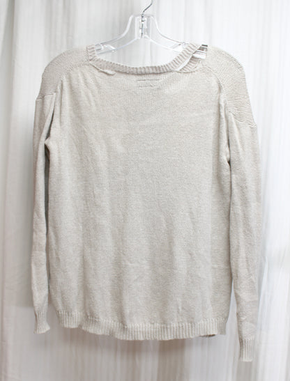Lauren Moshi Beverly Hills - Beige Distressed Mohawk Skull "Toxic" Pullover Sweater - Size XS