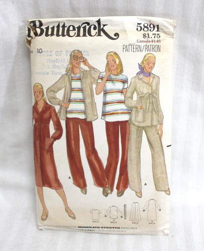 Vintage Butterick - 5891 - Maternity Top Dresses & Jacket - Size 10