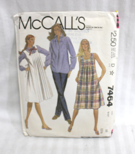 Vintage McCall's - 7464, Misses Maternity Jumper or Dress, Shirt & Pants - Size 10 / Bust 32.5