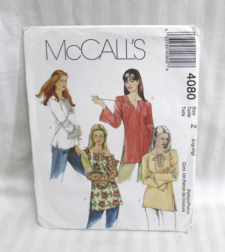 McCalls - 4080 Misses Top in Two Lengths - Size Z (Lrg/Xlg)