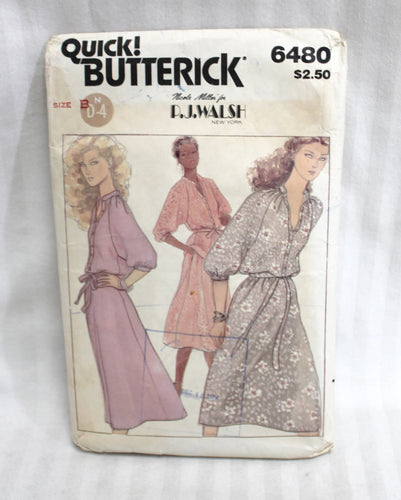Vintage - Quick Butterick #6480 Nicole Miller for P.J Walsh, Misses Dress, Belt, Top & Skirt - Size B