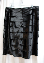 Load image into Gallery viewer, Scarlett Nite - Black Satin Scallop Layers Midi Skirt - Size 16