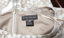 Load image into Gallery viewer, Jessica Howard - Crocheted Lace White Over Beige Lining, 3/4th Sleeve Shift Dress - Size 8