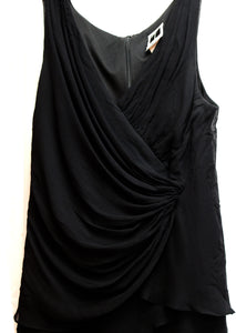 Tadashi Petite - Black Sleeveless Tiered Ruffle Special Occasion Dress - Size 12 (PETITE)