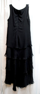 Tadashi Petite - Black Sleeveless Tiered Ruffle Special Occasion Dress - Size 12 (PETITE)