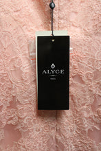 Load image into Gallery viewer, Alyce, Paris - Blush Pink Lace 1/2 Sleeve Long Gown w/ Train - Size 12 (w/ Tags)