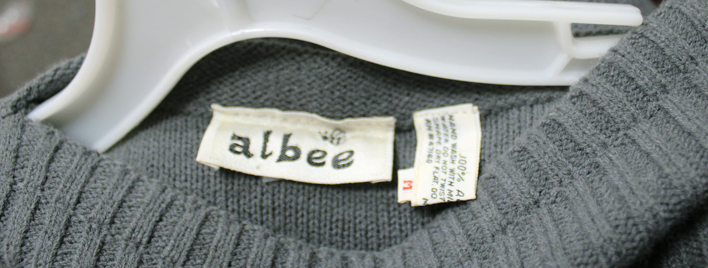 Vintage - Albee - Unique Ribbed Knit Detailing Pullover Sweater w/ Front Pockets - Size M