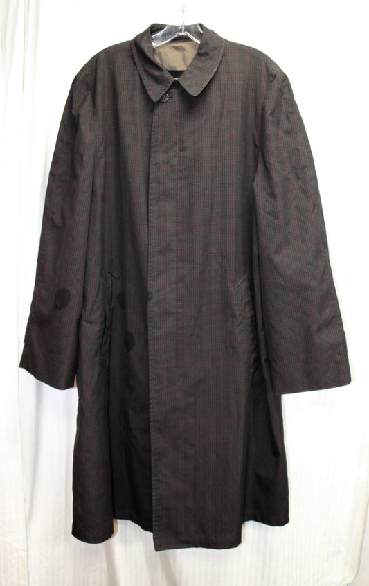 Vintage 60's/70's - London Fog- Brown, Black & Burgundy - Lined Raincoat - See Measurements 23" Chest (pit to pit)