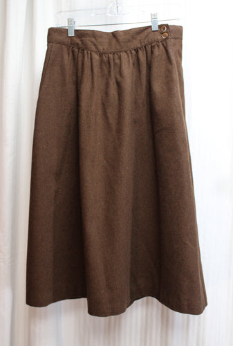 Vintage - panther - Brown A-Line Wool Skirt w/ Pockets - Size 29