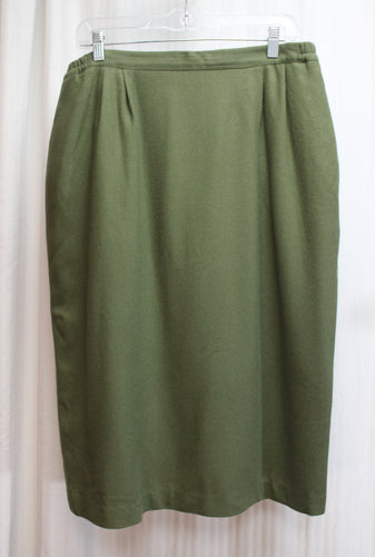 Vintage - Green Wool Pencil Skirt - Size 14