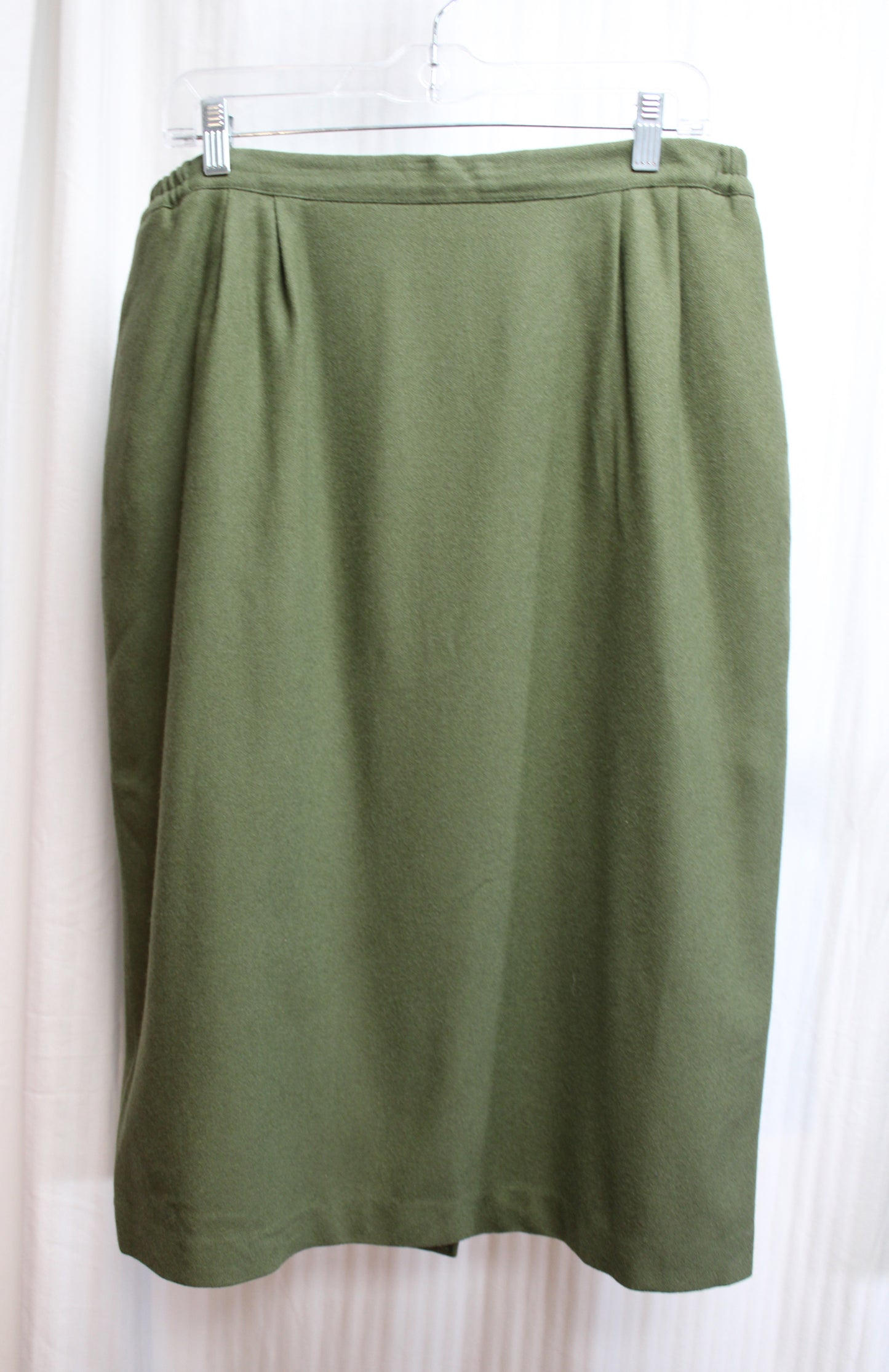 Vintage - Green Wool Pencil Skirt - Size 14