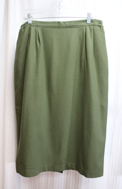 Vintage - Green Wool Pencil Skirt - Size 14