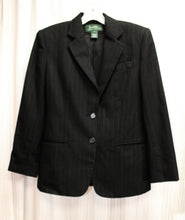 Load image into Gallery viewer, Lauren, Ralph Lauren - 100% Wool, Black w/ Gray Pinstripe Blazer Jacket - Size 4