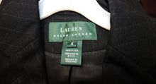 Load image into Gallery viewer, Lauren, Ralph Lauren - 100% Wool, Black w/ Gray Pinstripe Blazer Jacket - Size 4
