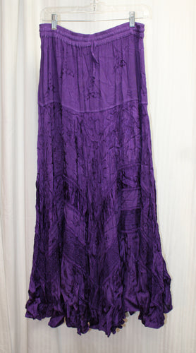 Vintage - Flower - Boho/Whimsy Goth, Royal Purple, Tiered Embroidered Full Skirt - Free Size (28