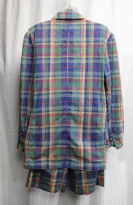 Vintage LizSport - 2PC Cotton Plaid Oversized Blazer & Matching Shorts - Size 6 (Vintage - See Measurements)