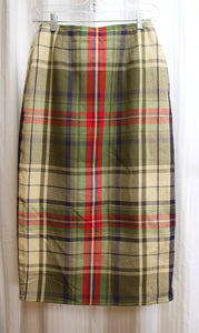 Vintage Deadstock - LizSport Petite- Plaid Wrap Pencil Skirt - Size 6 (Vintage See Measurements)