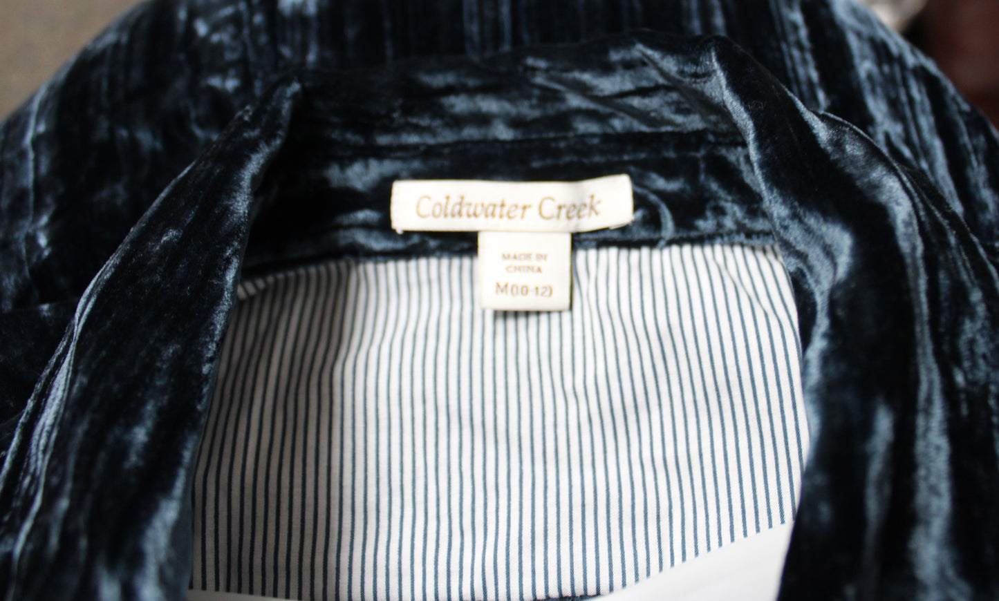 Coldwater Creek - Teal Blue Textured Velvet, Button Front Drawstring Waist Mini Dress - Size M