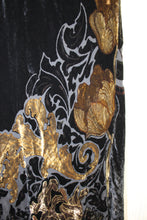 Load image into Gallery viewer, Citron Collection, Santa Monica - Black &amp; Earth Tones Burn Out Silk Velvet Floral Paisley Maxi Skirt - See Measurements 24&quot;-28&quot; Waist