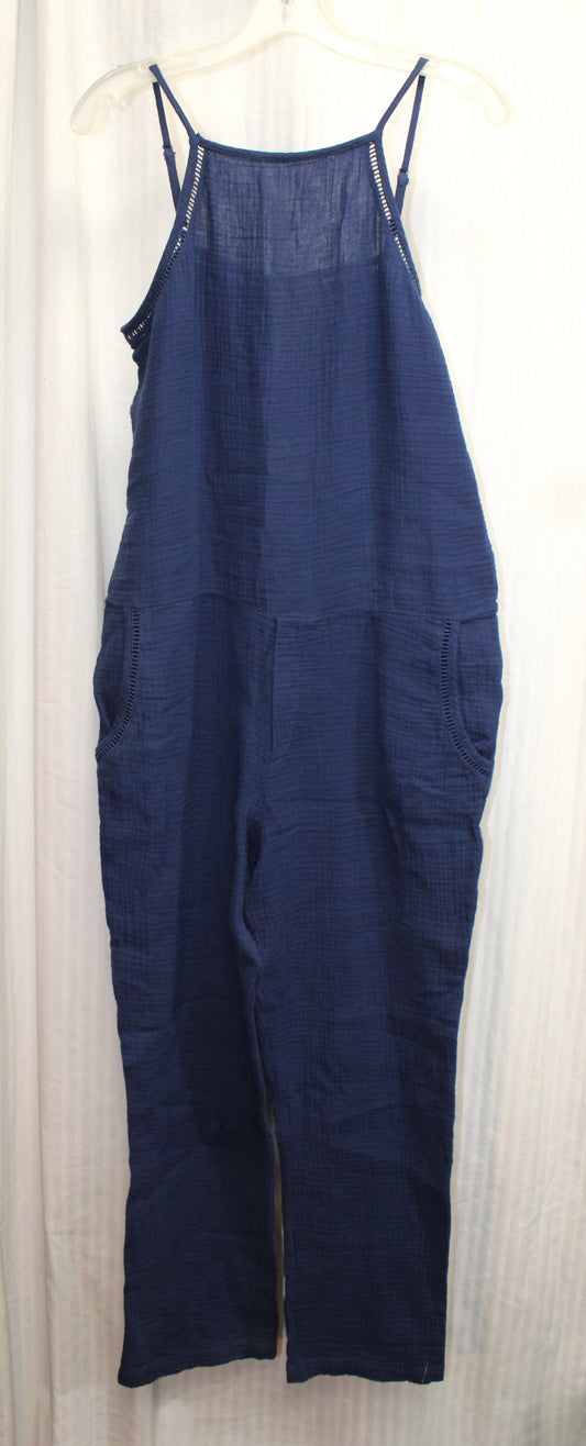 Cloth & Stone - Navy, Soft Textured Cotton, Adjustable Strap, Lounge Jumpsuit w/ Pockets - Size M