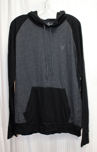 American Eagle Outfitters - Dark Gray & Black Ragland Long Sleeve Hooded Top - Size L