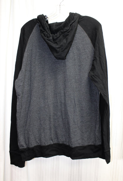 American Eagle Outfitters - Dark Gray & Black Ragland Long Sleeve Hooded Top - Size L