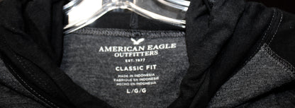 American Eagle Outfitters - Dark Gray & Black Ragland Long Sleeve Hooded Top - Size L