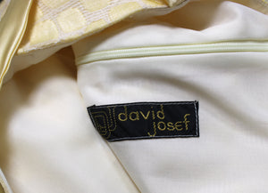 Vintage - David Josef - Yellow Satin & Unique Textured Dress - Size M